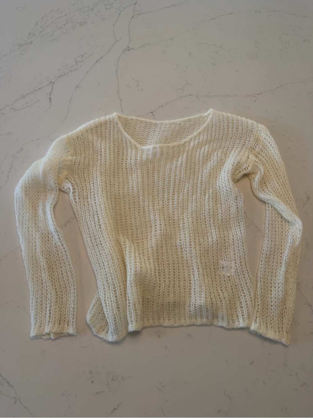 Brandy Melville Cream Open-Weave Crewneck Sweater